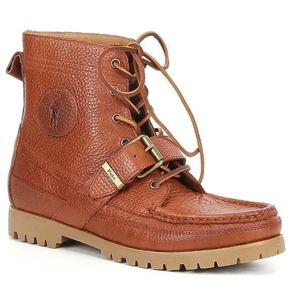 Polo Ralph Lauren Men\'s Dennison Rugged Boots Leather Canvas Men’s 10.5 Polo Ralph Lauren Dennison BOOTS Brown Leather Camo Fabric  main image 4